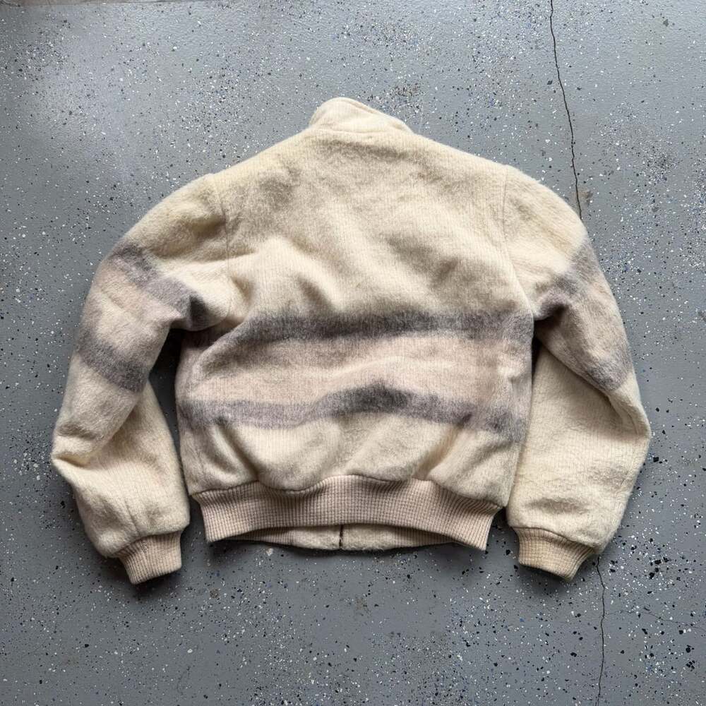 1970s Ambrosia Vintage Wool Striped Full Zip Bomber Jacket - Picture 4 of 5
